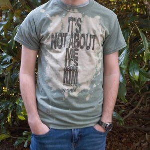 Green & Beige Bleach Dye (Galations 2:20) Cross T-Shirt